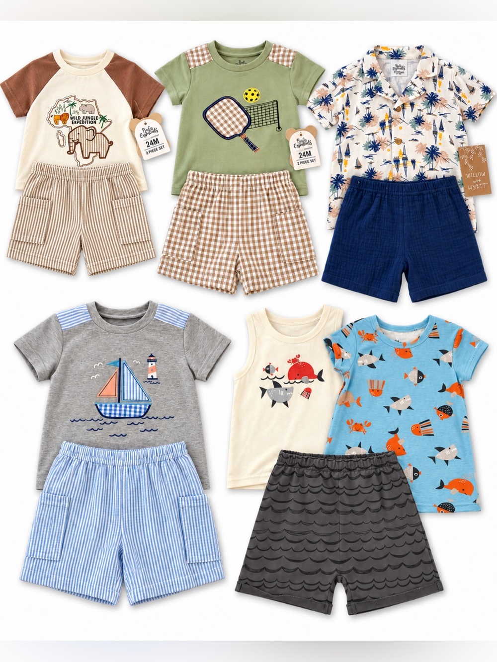 NWT Boys bundle 24M 5 two piece sets. Baby Essentials
